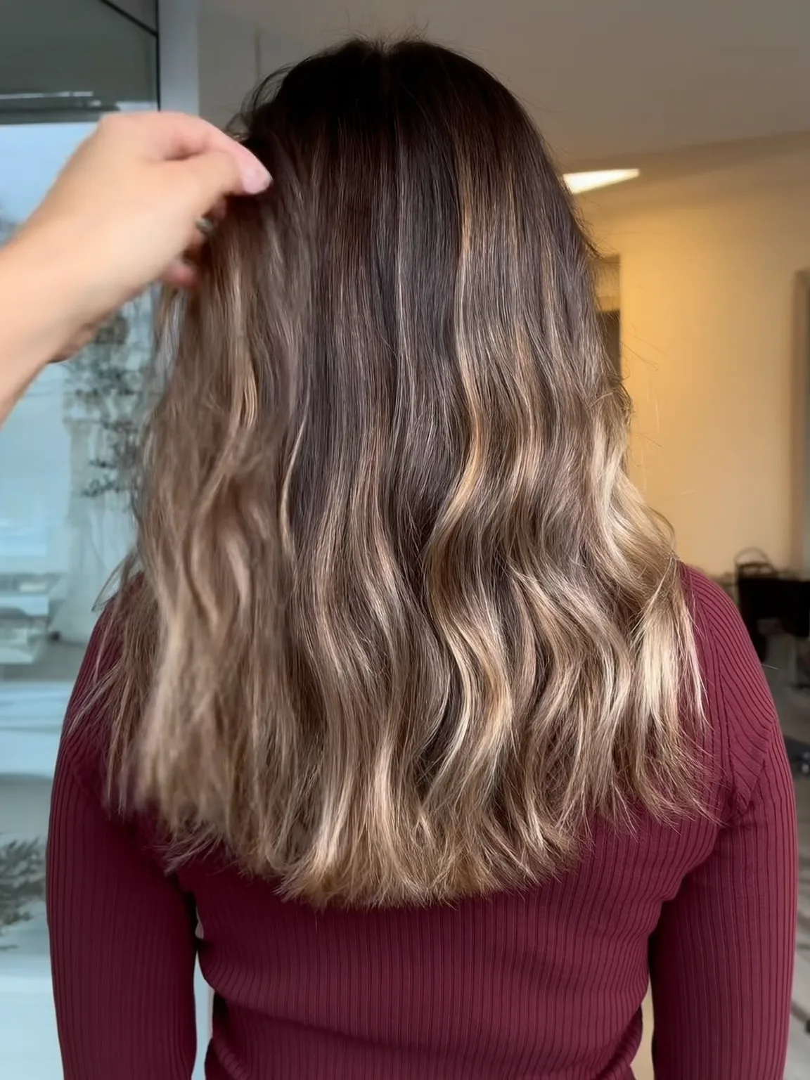 Long Wavy Layers with Honey Blonde Balayage
